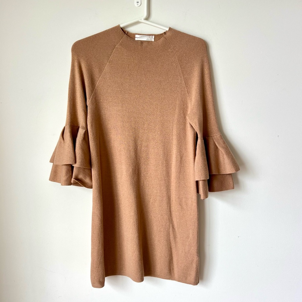 ANTHROPOLOGIE Claudette Ruffled Bell Sleeve Dress Knit Sweater Dress—SZ. Small - Picture 12 of 13
